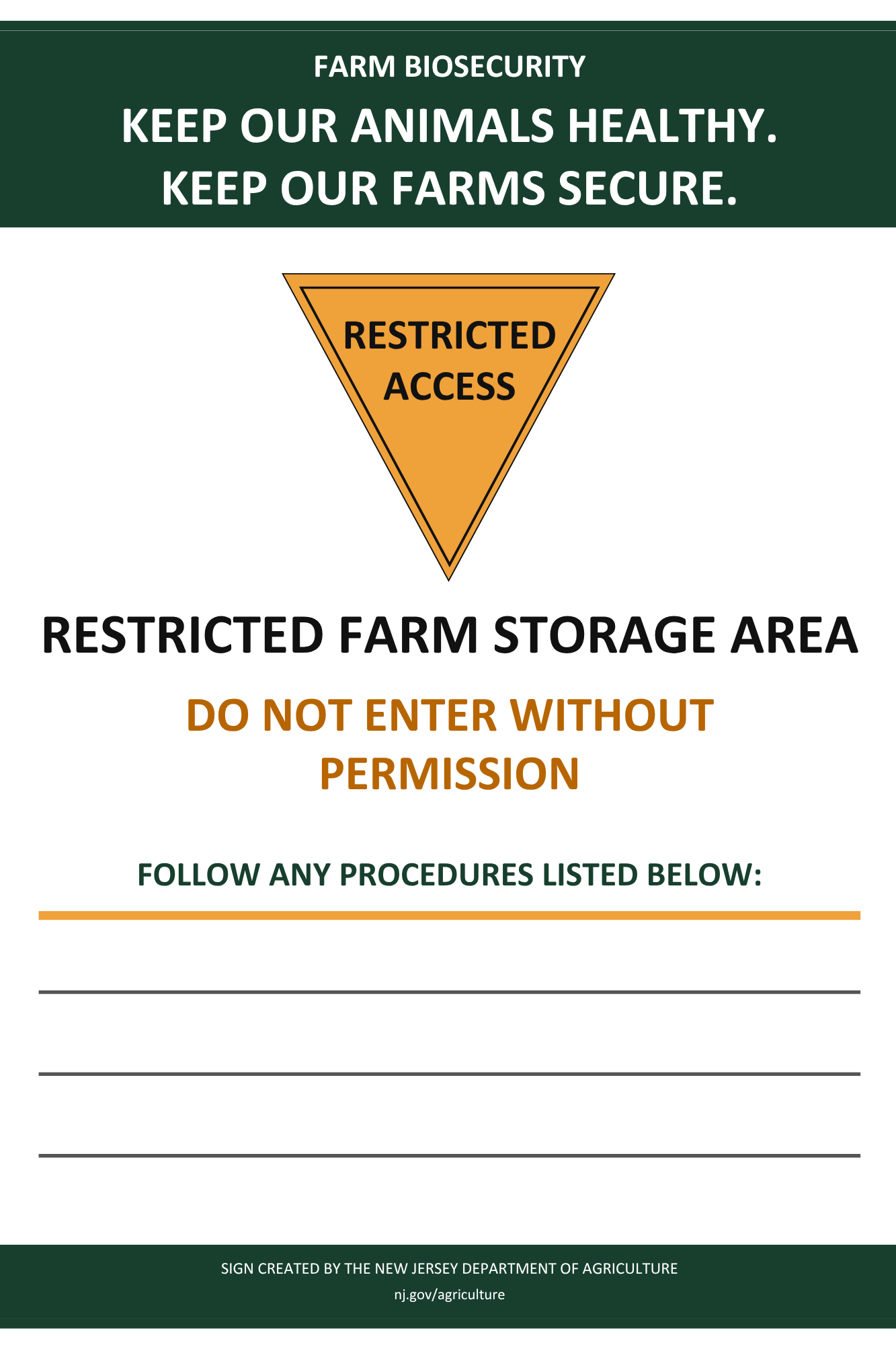 Restricted Farm Storage Area